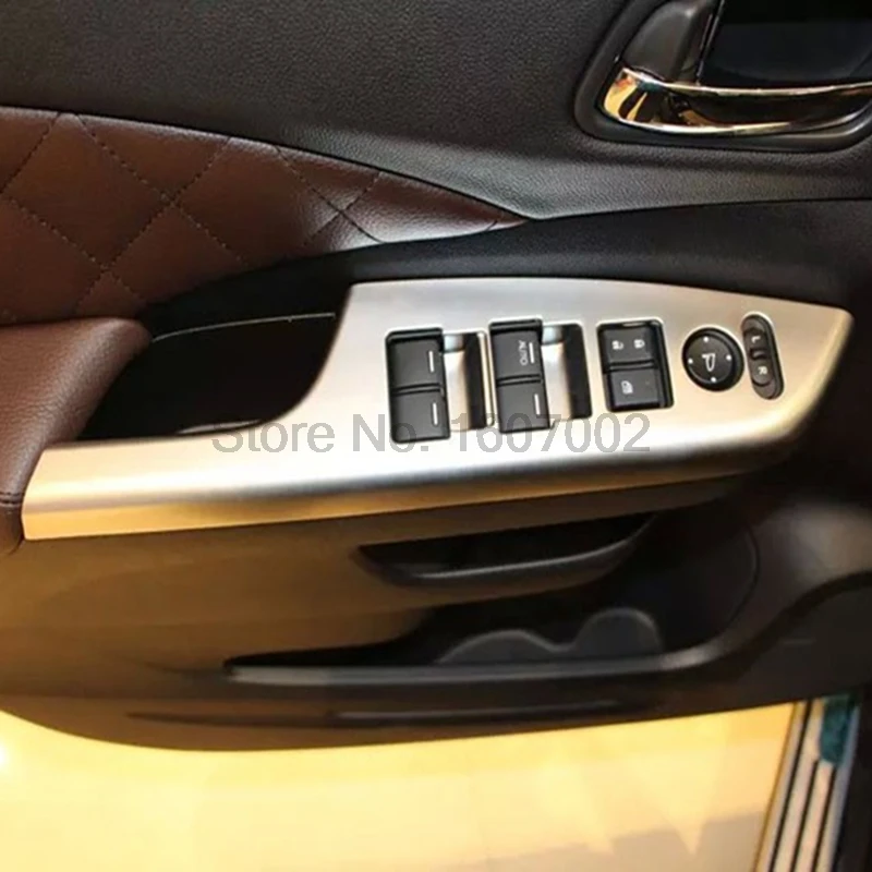 

For Honda CRV CR-V 2015 2016 4pcs Chromed Car Interior Window Lifter Switch Button Cover Inner Door Armrest Molding Trim
