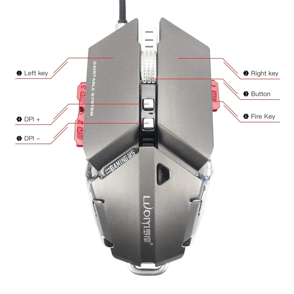 Felyby G50 Профессиональный Механическая игровая Мышь 4000 Точек на дюйм 10 кнопок