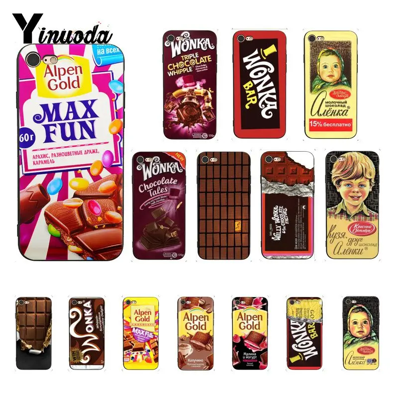 Yinuoda alenka бар с изображением шоколада wonka TPU Мягкий силиконовый черный чехол для