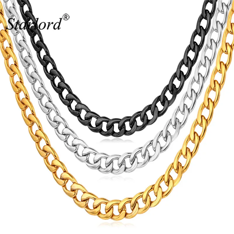 

Starlord Men's Necklace Brand 316L Stainless Steel Never Fade Curb Cuban Chain Necklace Fashion Jewelry For Men Necklace GN227