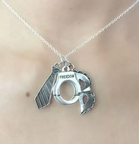 Винтажные серебряные полицейские наручники с маской черепа ожерелья галстуком