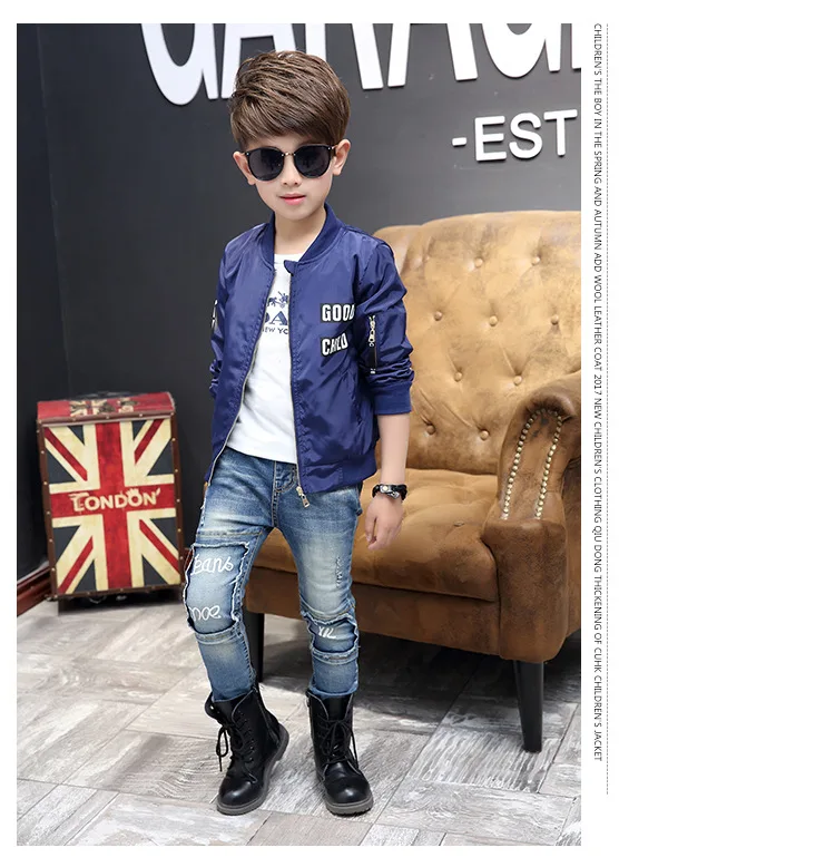 Куртка бархатная демисезонная с длинным рукавом для мальчиков 4 13 лет|Куртки и