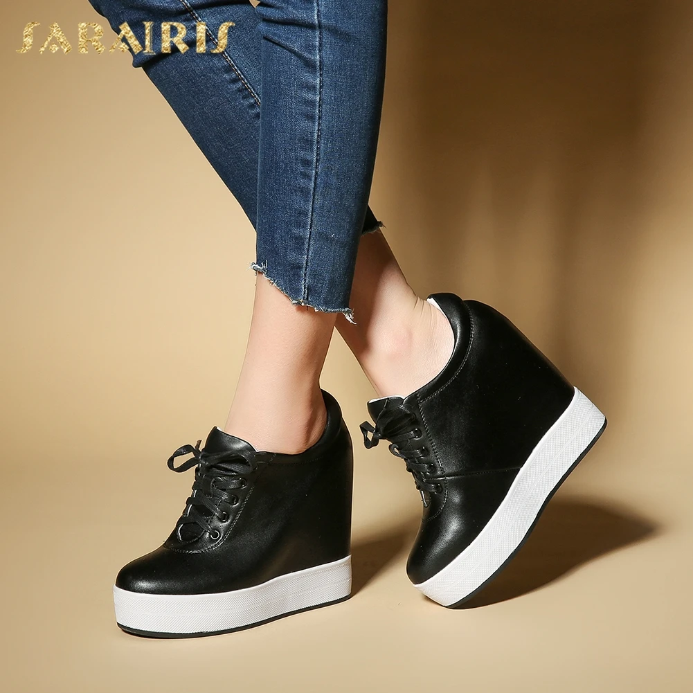 SARAIRIS/; женская обувь на шнуровке из коровьей кожи; женские туфли на платформе, увеличивающие рост; женские туфли из вулканизированной кожи; большие размеры 31-40