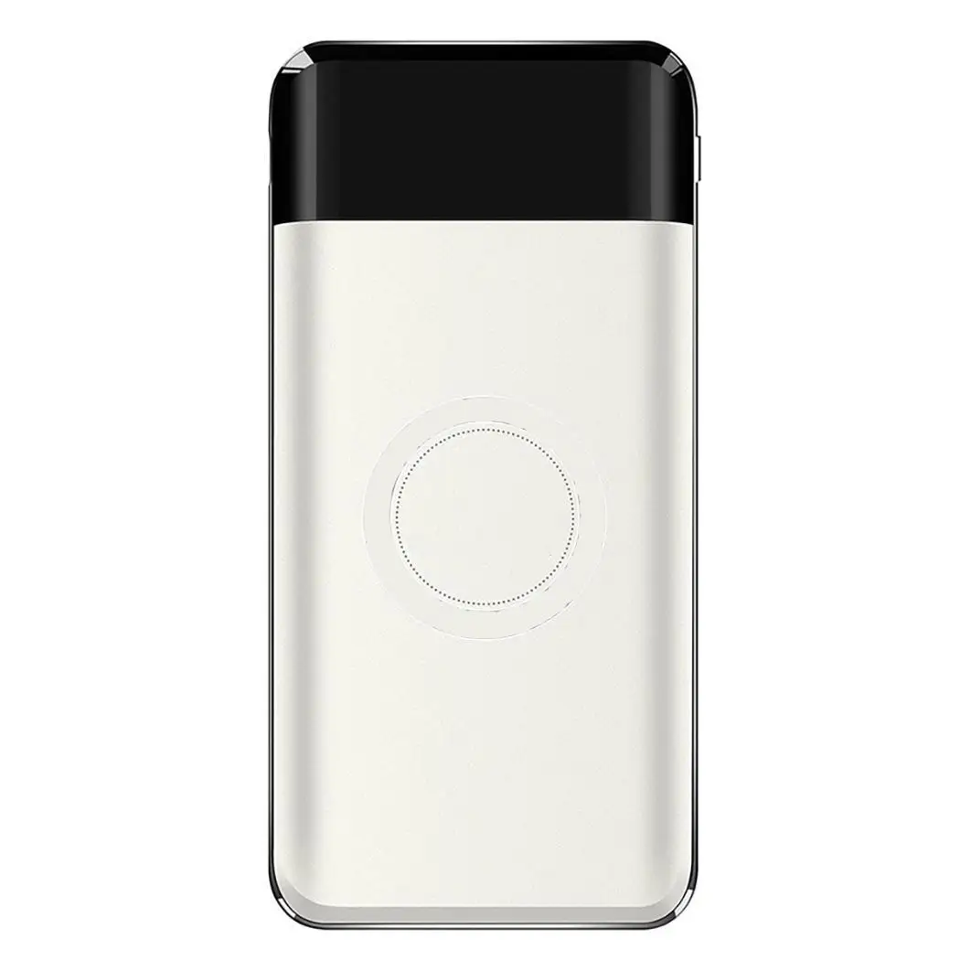 white 10000 мАч портативное зарядное устройство с ЖК-дисплеем, два usb-порта, беспроводное зарядное устройство, внешний аккумулятор для iPhone - Цвет: white
