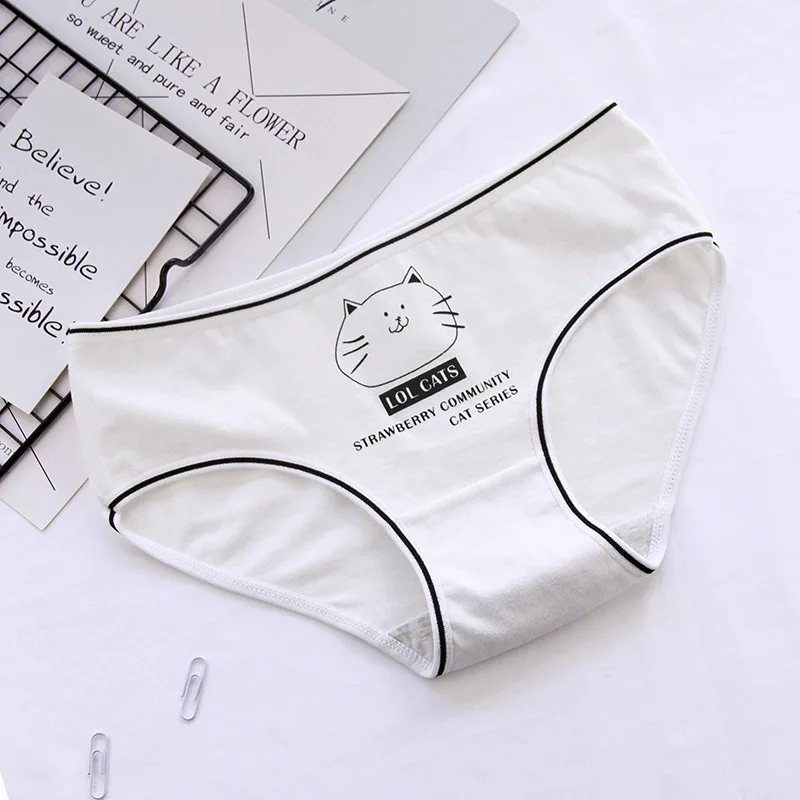 Женские хлопковые трусы черного и белого цвета женское нижнее белье для девочек