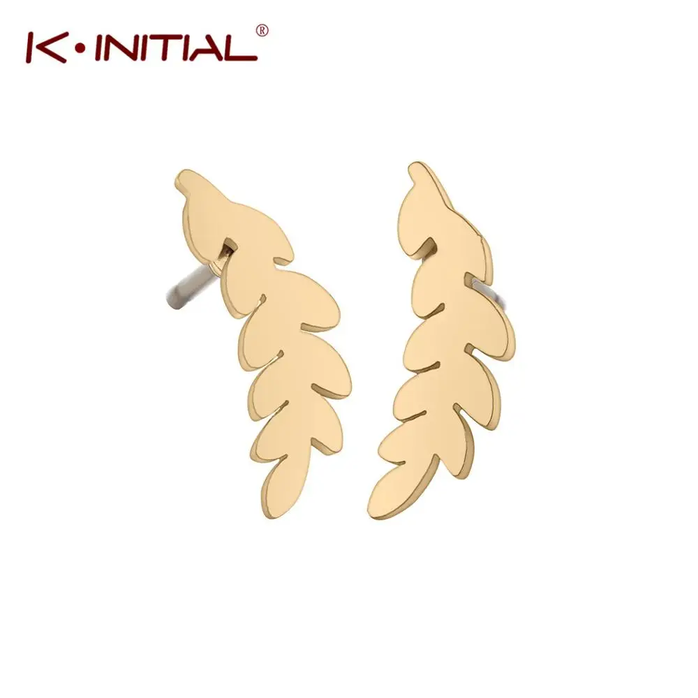 

Kinitial Fashion Elegant Gold Color Olive Leaf Stud Earrings Jewelry for women Statement Piercing Leaf Shape Earring Wholesale