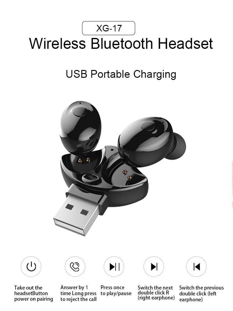 TWS-стереонаушники XG17 с поддержкой Bluetooth 5 0 и usb | Электроника