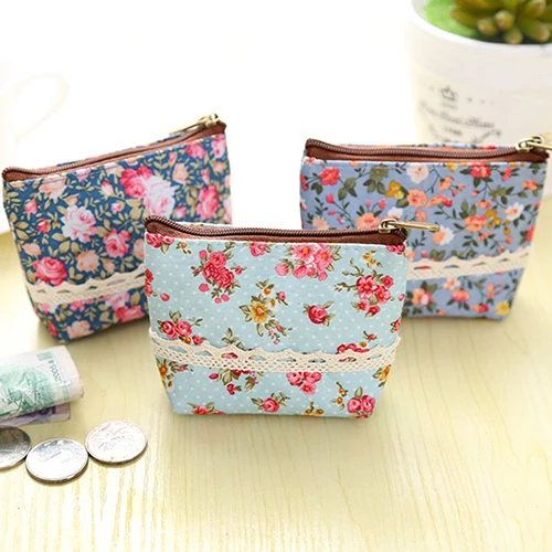 Women Flower Printed Wallet Card Holder Coin Purse Portable Mini Zipper Bag | Багаж и сумки