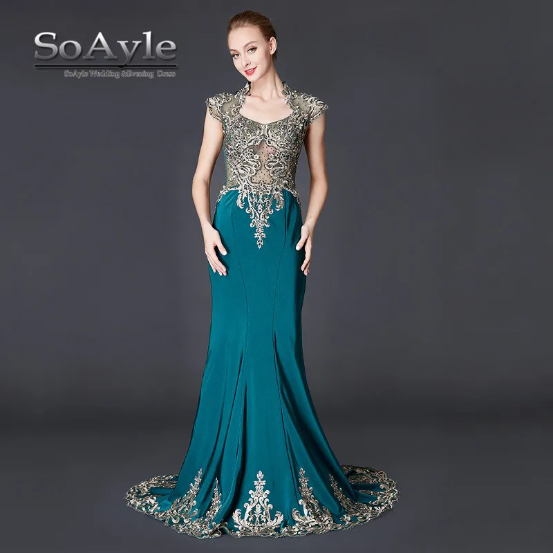 SoAyle Вечернее Платье 2017 Квадратный Воротник Элегантный Аппликации Бисера