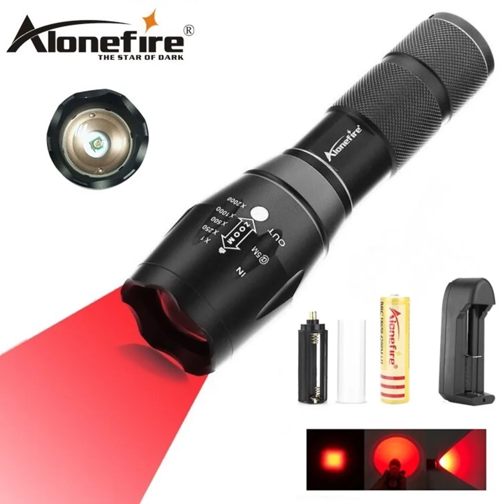 Масштабируемый красный фонарь AloneFire E17 Охотничий Тактический для ловли пчел