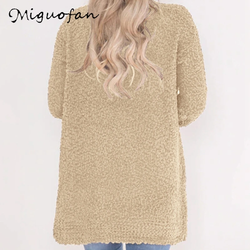 Miguofan Knitted Sweater Long Cardigans Women Pocket Solid Outwear Jumper Coat Plus Size Open Stitch Tops Sweaters 2019 Winter |