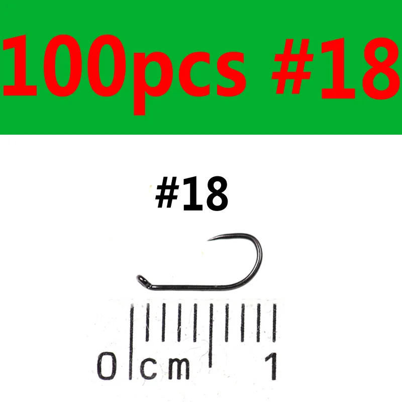 100pcs size 18 Bimoo 100 шт#12#14#16#18 крючок для завязывания мушек сухой крючок-мушка Caddis крючки для мушек черный никель материал для вязания мушек - Цвет: 100pcs size 18