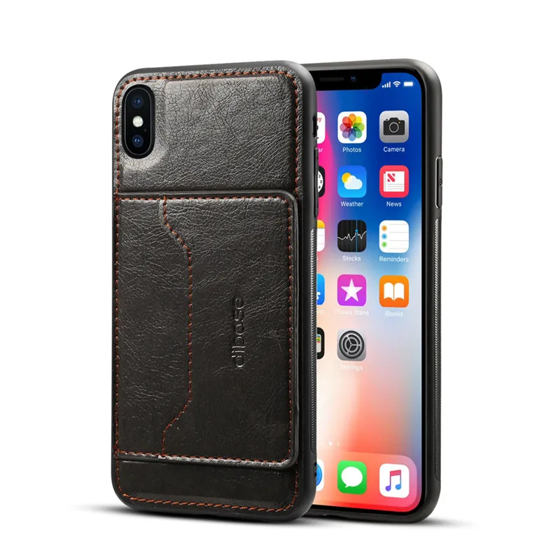 Black Color Чехол для iPhone 8 Plus Роскошный кожаный чехол для iPhone XS Max чехол держатель для карт Стенд чехол для телефона для iPhone 6 7 8 Plus XS XR Caque - Цвет: Black Color