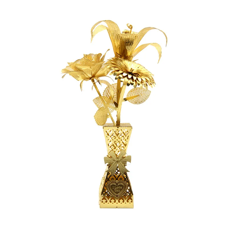 Металлический Пазл «сделай сам» с изображением розовой лилии MICROWORLD, сборная модель, подарок на день Святого Валентина, украшение для дома