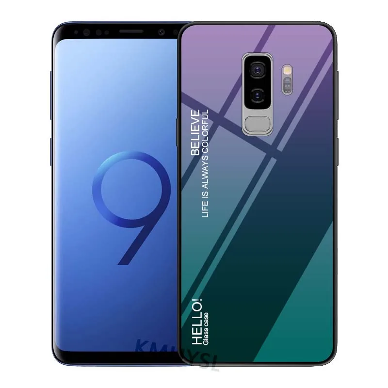 4 Чехол для телефона из закаленного стекла для Samsung Galaxy S8 S9 плюс J3 J5 J7 A7 A6 A8 J4 J6 плюс J8 Note 8 9 градиентная расцветка; Высота крышка - Цвет: 4