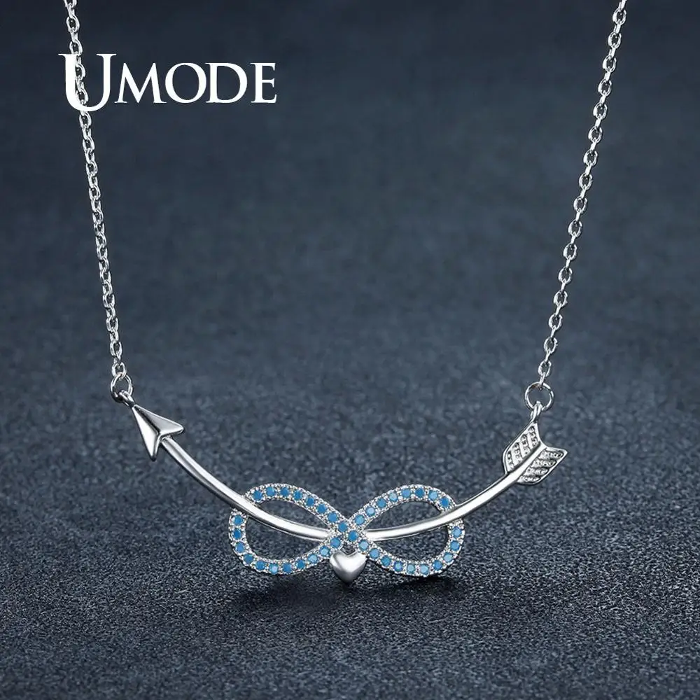 Женское Ожерелье Бесконечность UMODE из белого золота модная Длинная цепочка со