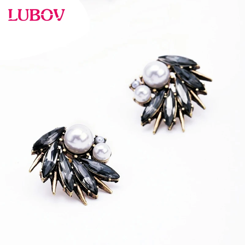 1 пара нерегулярные белый жемчуг украшения Античная бронза Спайк Серьги гвоздики