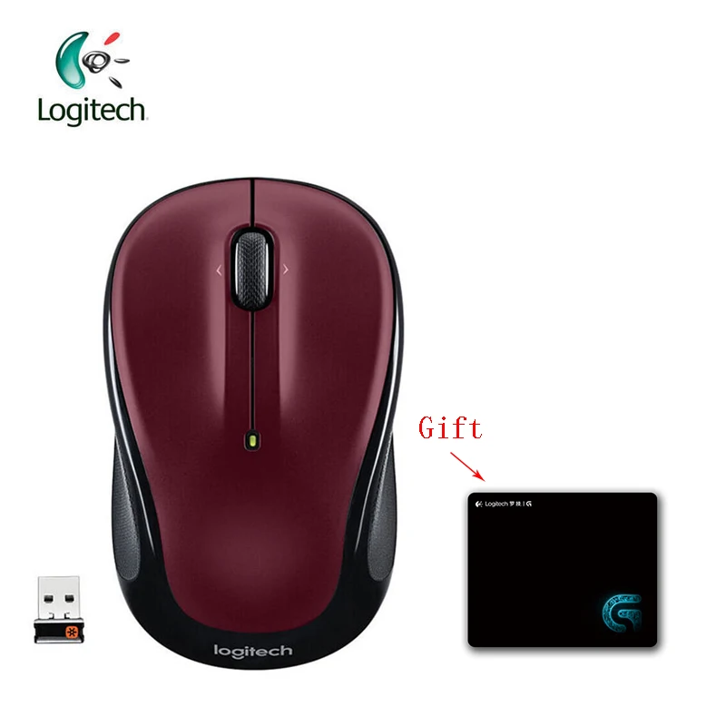 Красный Беспроводная игровая мышь lotech M325 с нано-приемником 1000 dpi для Mac OS/Windows поддерживает официальное подтверждение+ Бесплатный подарок - Цвет: Красный