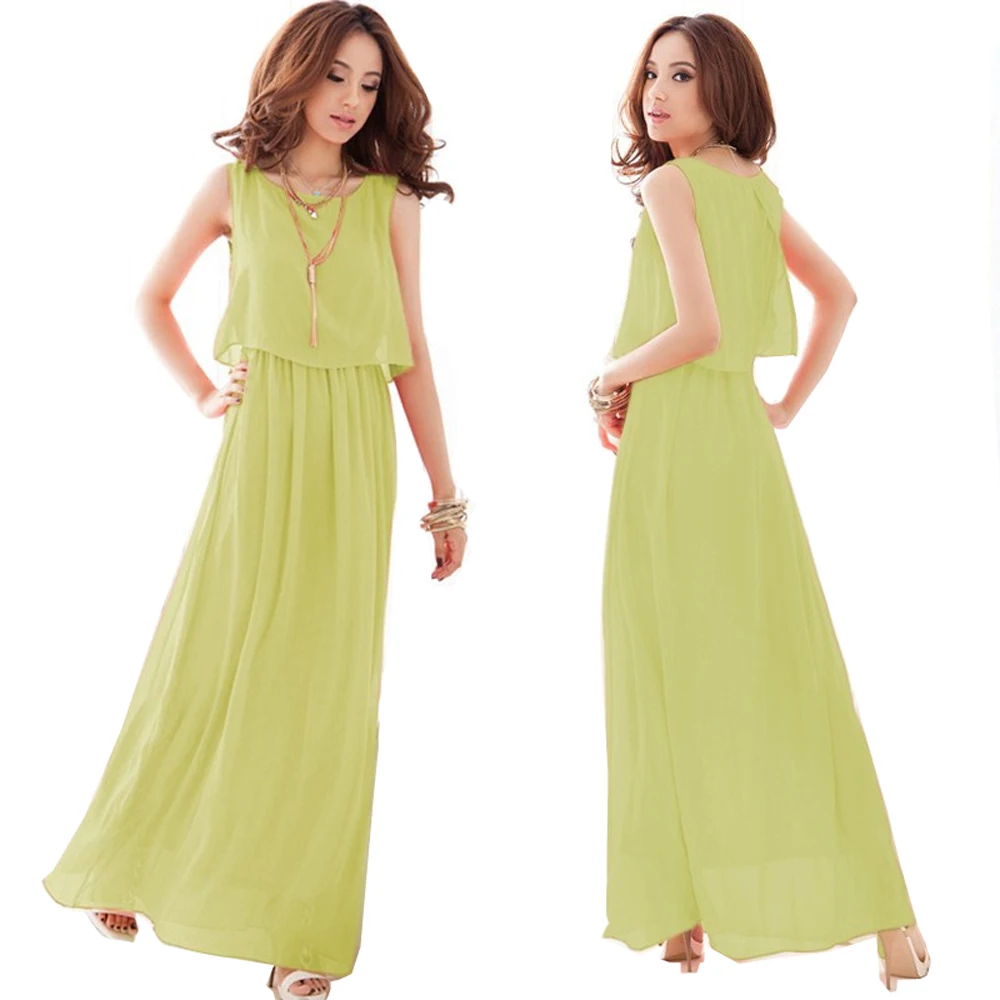 Женское шифоновое платье до щиколотки повседневное длинное летнее большого