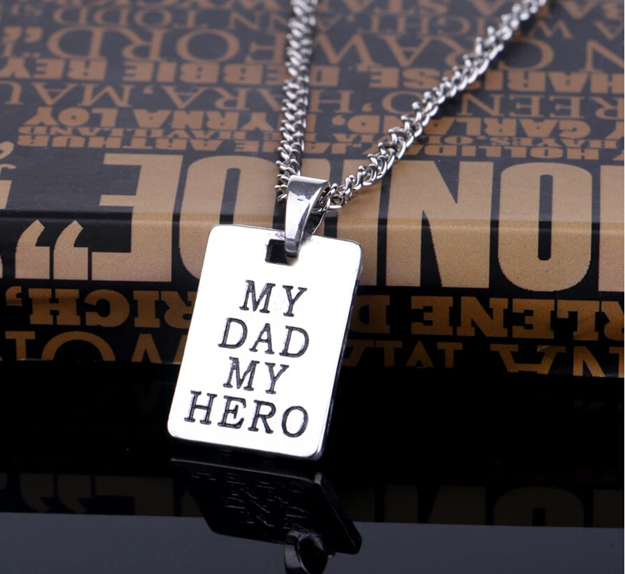Модные мужские ювелирные изделия Spcial My Dad Hero ожерелье с прямоугольной подвеской