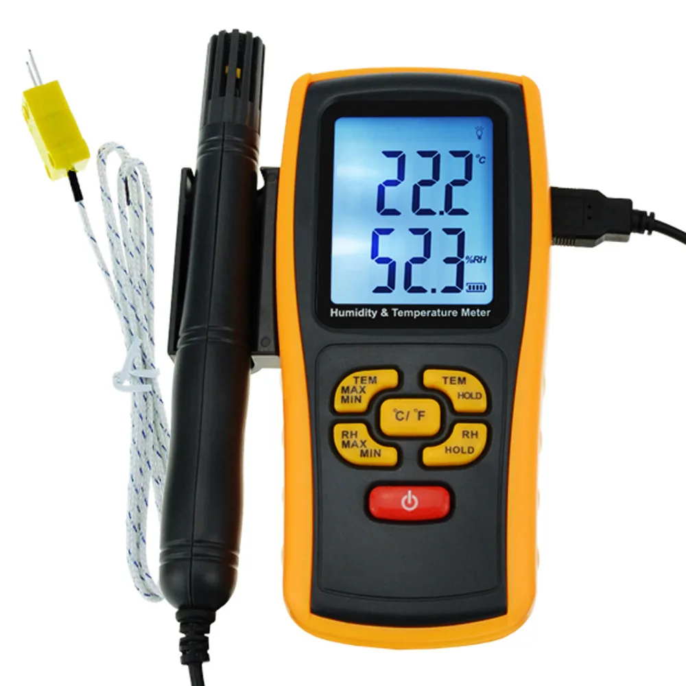 ЖК цифровой измеритель влажности и температуры датчик типа K сенсорный термопары