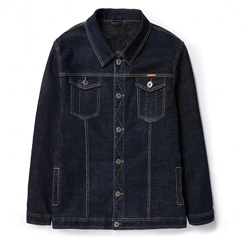 

Winter plus velvet Fleece denim jacket M-7xl 8xl men's plus size male loose Turn-down Collar coat big size hiphop warm coat