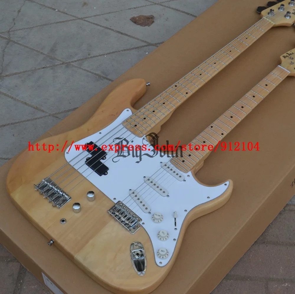 New Big John Double Neck 5 струн электрический бас с 6 струнами гитара корпусом из липы