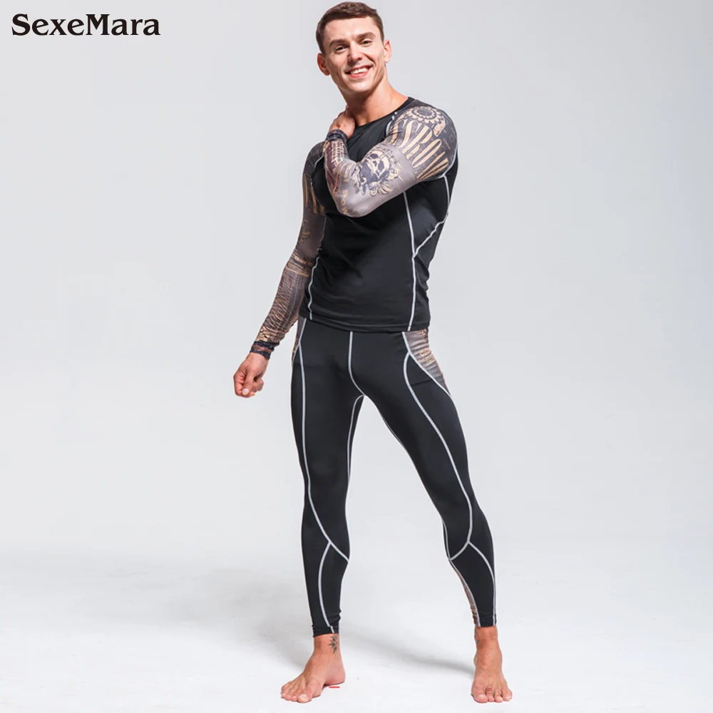 Мужские Спортивные Компрессионные костюмы для бега спортивные мужские