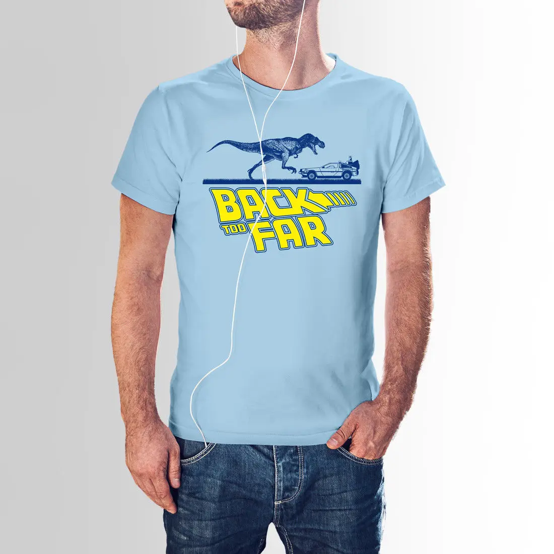 Футболка с принтом назад слишком далеко 100% хлопок Мужская футболка круглым