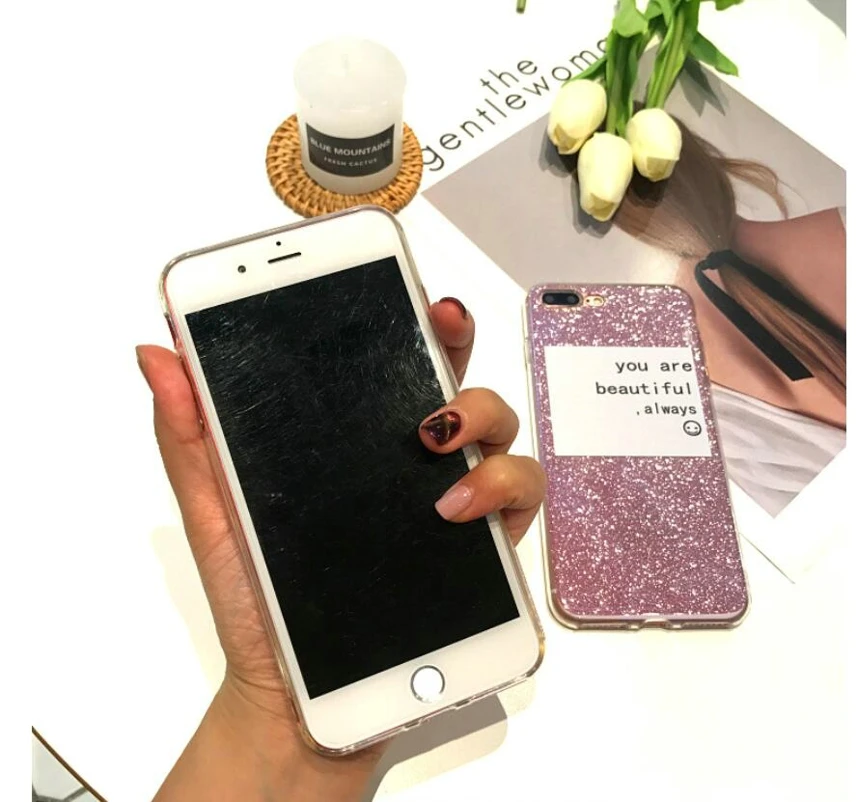 Для iphone 6 Женский чехол Сияющий блестящий для 8 Plus роскошный силиконовый x xs 7 S