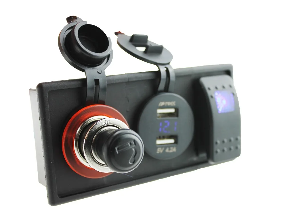 DC12V 24V 4.2A двойной USB Порты и разъёмы вольтметр Мощность прикуривателя с кулисный