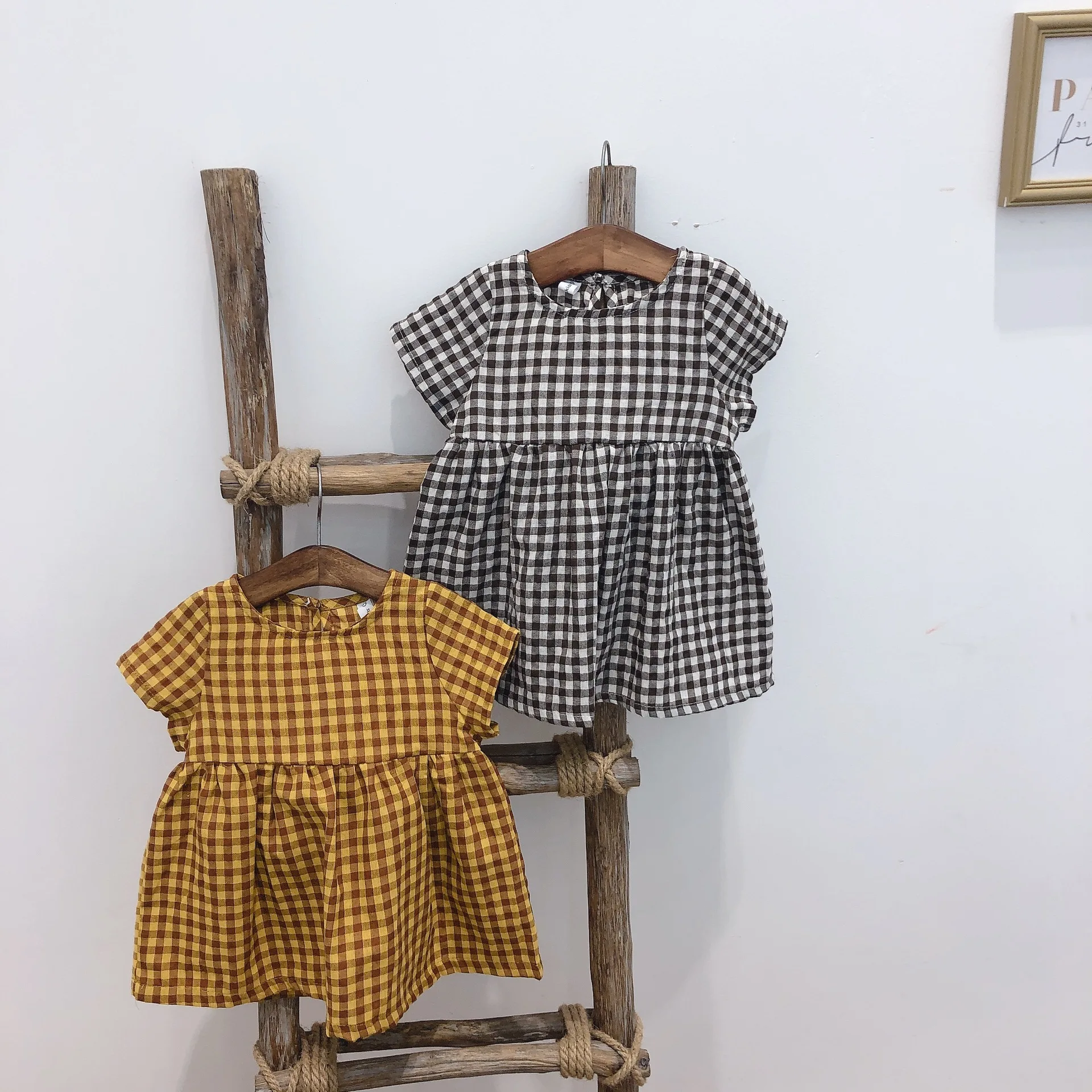 Детские платья для девочек весна-лето 2019 льняное Хлопковое платье с короткими