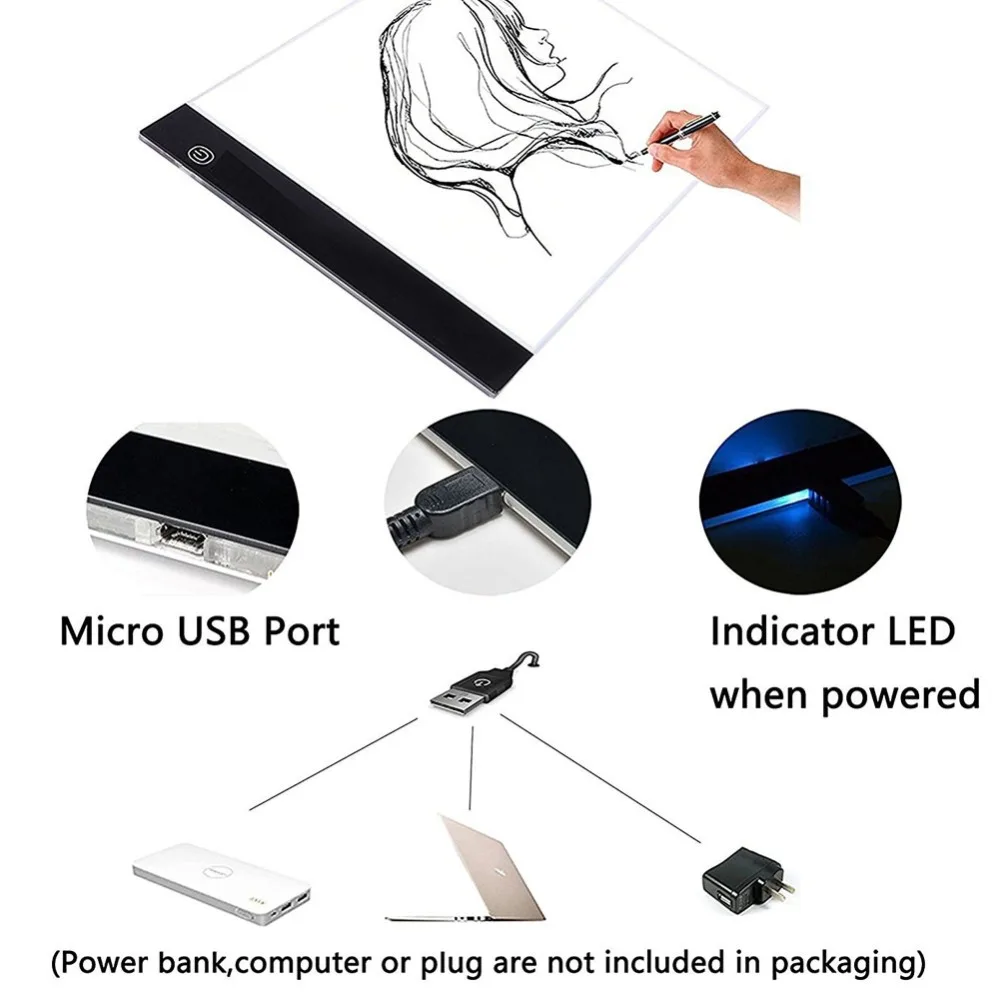 Ультра тонкий A5 LED 2D планшет для рисования цифровой графический три этапа