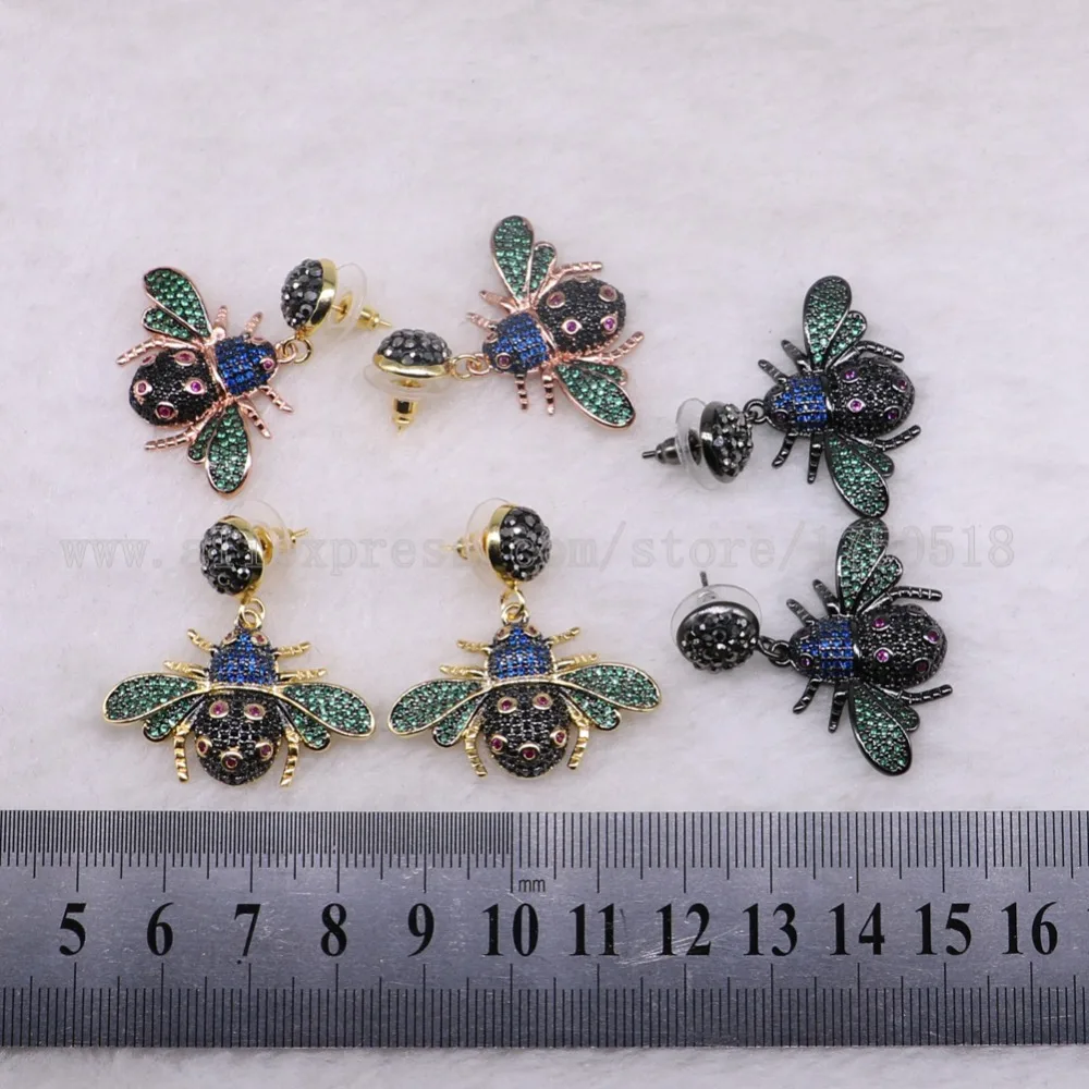 

3 pairs insects earrings colorful Insects fly Bee green wings Gift for lady insect earrings colorful jewelry Earrings 3246