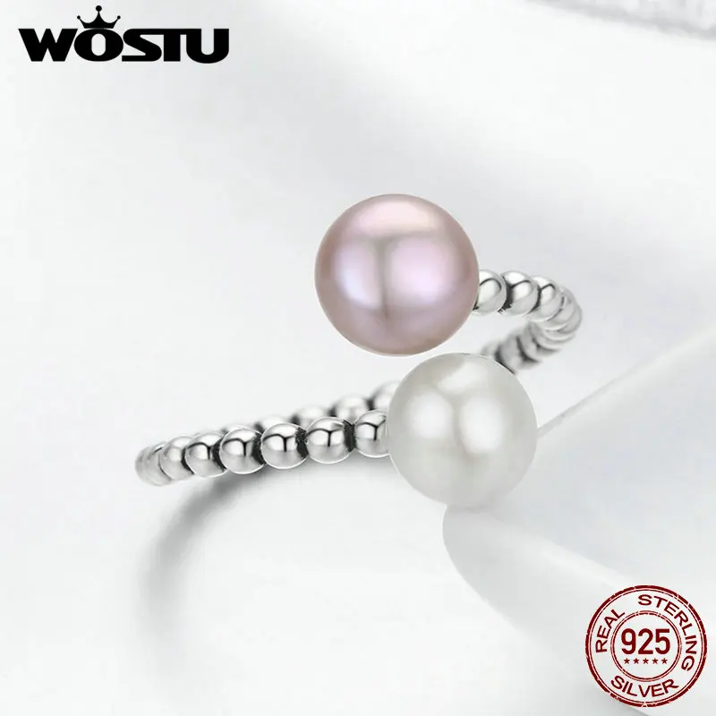 Женские кольца WOSTU из стерлингового серебра 925 пробы с белым и розовым