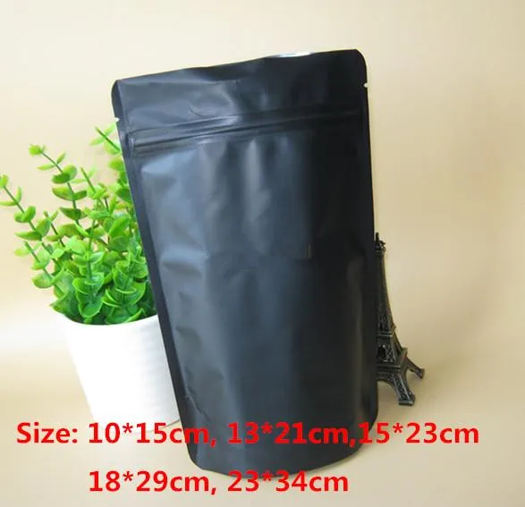 

50pcs/lot-5size 270mic Matt Black Aluminum Foil Bag Stand Up Zipper Bag Resealable Retail Bag Storage Bag