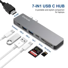 OneAudio USB C концентратор Thunderbolt 3 Type адаптер с 4K HDMI PD 2 0 Micro SD TF