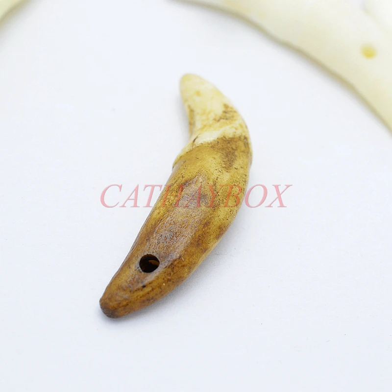 5 шт./оптовая продажа темно коричневый кремовый волк зуб родовой дизайн Шарм