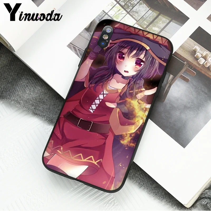Yinuoda Япония Аниме Konosuba Megumin черный мягкий чехол для телефона Apple iPhone 8 7 6 6S Plus X XS MAX 5