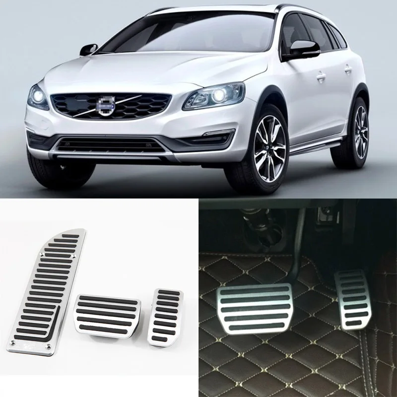 3 шт. алюминиевый нескользящий чехол для педали газа тормоза Volvo V60 AT 2012 2017|brake pedal