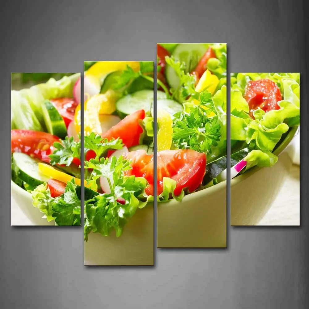 

Картина на холсте с изображением вкусного салата, еды, 4 панели
