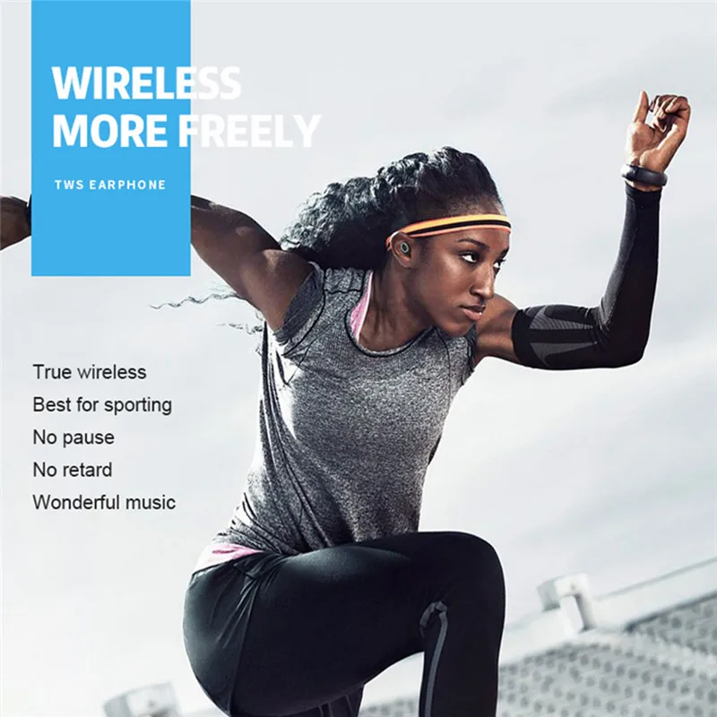 D015 TWS V5.0 Bluetooth Wireless Earphones Stereo Portable Headphone with Charge Sport case Bass Gaming Headset Earbuds Mic | Электроника