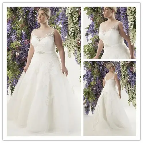 appliques sashes soop sleeveless -Line bridal gown vestido de novia plus size romantic wedding dress 2016 QA-020 | Свадьбы и