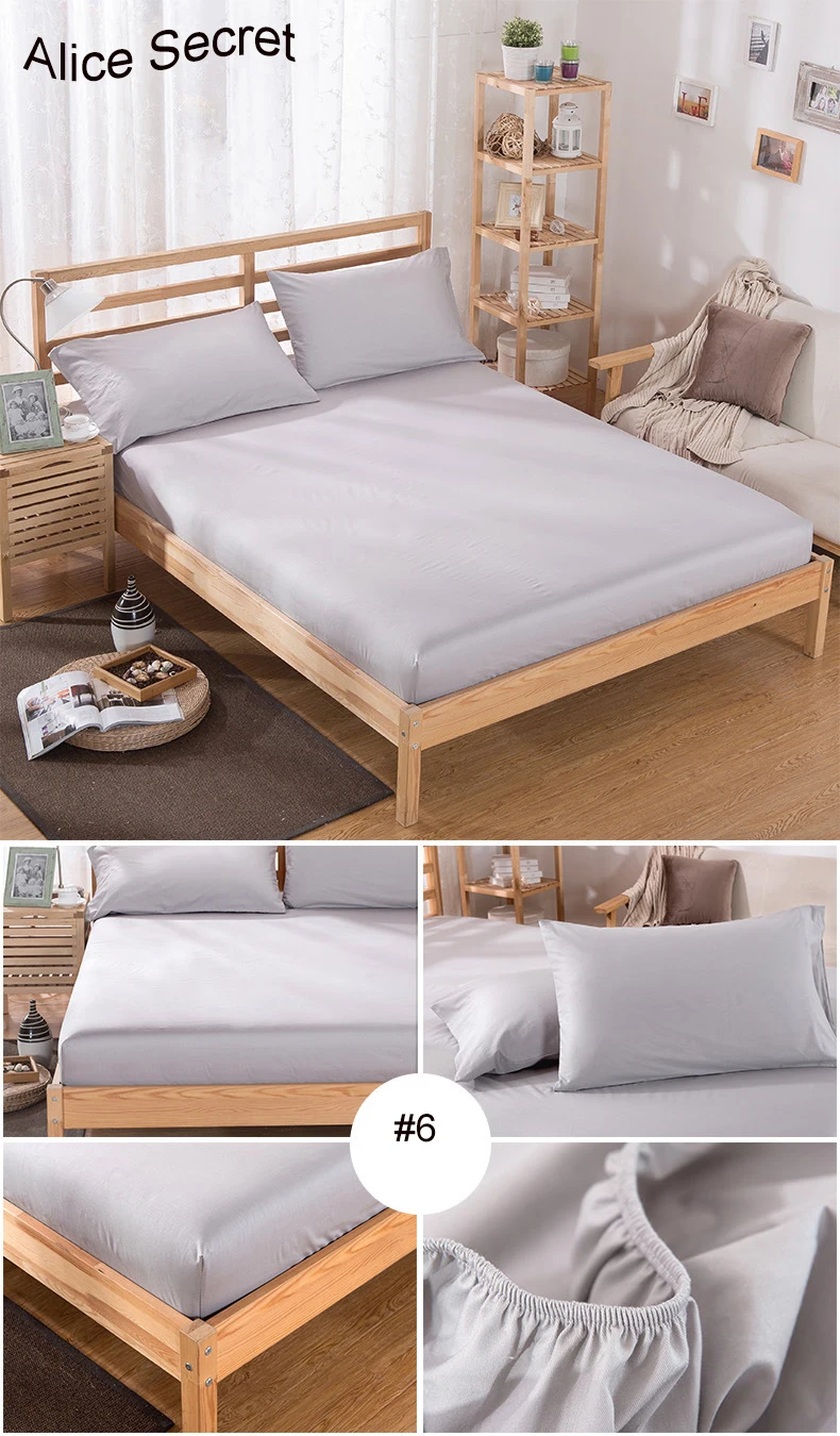 Натяжная простыня из полиэстера 1 шт. однотонное постельное белье с четырьмя