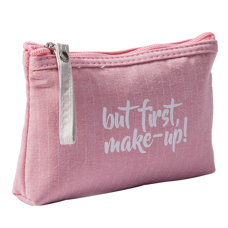 

Fashion Women Lettles Cosmetic Bag Linen Concise Washing Toiletry Kits Makeup Bag Light Weight Portable Female Travel Organizer