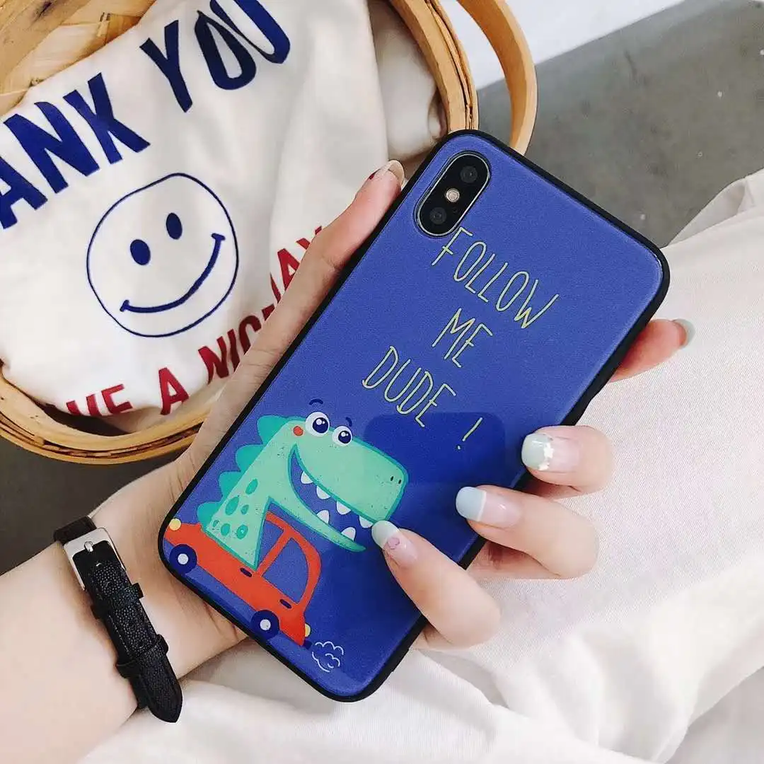 Милый мультфильм динозавра чехол для телефона iPhone 6 плюс 6s 7 Plus 8 X Забавный письмо
