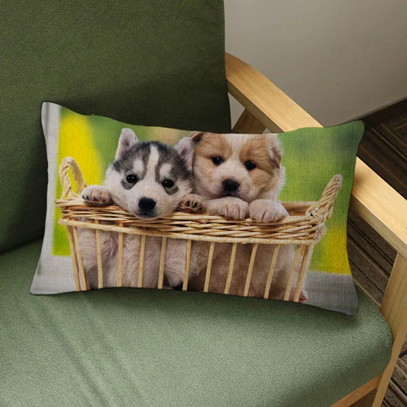 Милый домашний декоративный чехол для подушки Husky Puppy Dog Pom хлопковый льняной