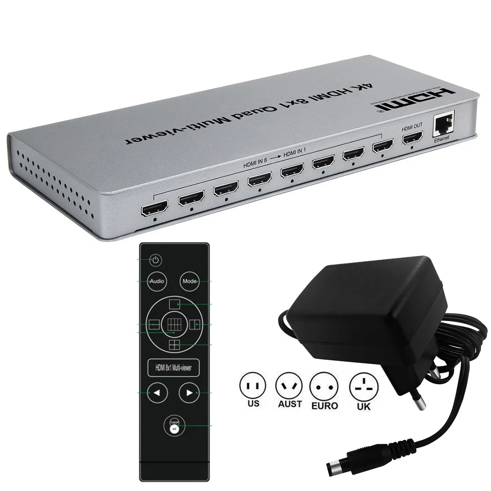 8X1 hdmi multiviewer 4k выход HDMI переключатель 8 входов бесшовный Multiviewer скалера ик