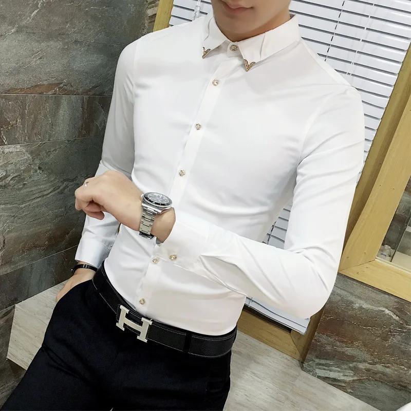 Мужская рубашка с длинным рукавом Лето 2018 новый тонкий тип стилист