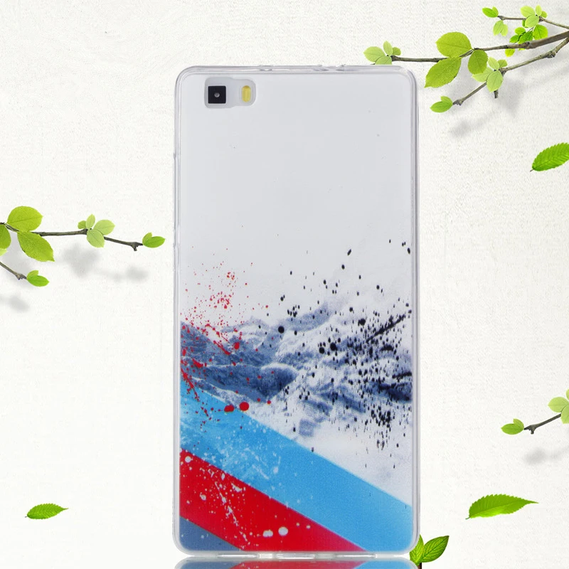 HATOLY For Fundas Huawei P8 Lite Case Soft Silicone Lovely Heart Rose Vase Ink Painting Back Cover Skin for 2016 |